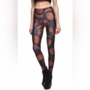 Women’s Black Copper Sunprint Stretch Leggings • High‑Comfort Printed Activewear